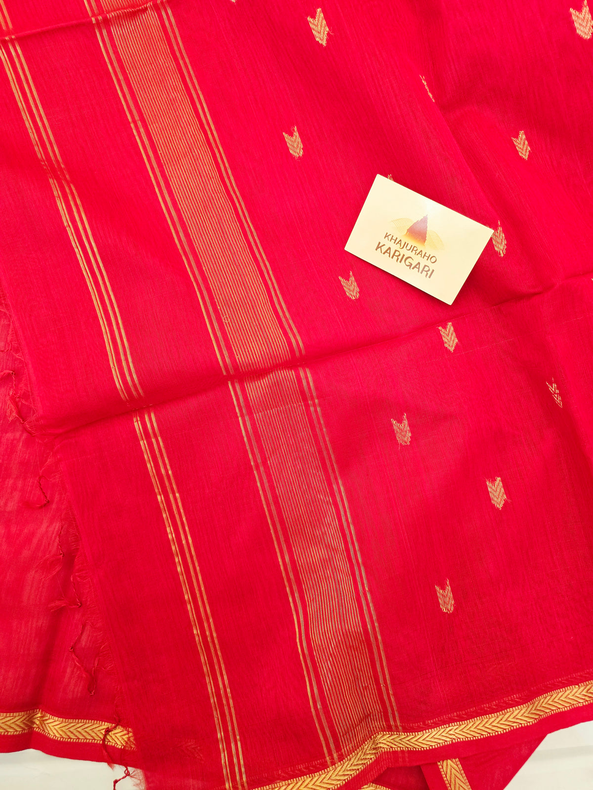 Maheshwari Saree Arrow motifs - Red
