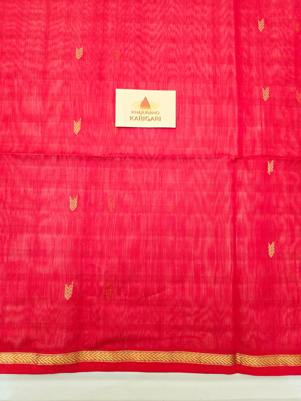 Maheshwari Saree Arrow motifs - Red