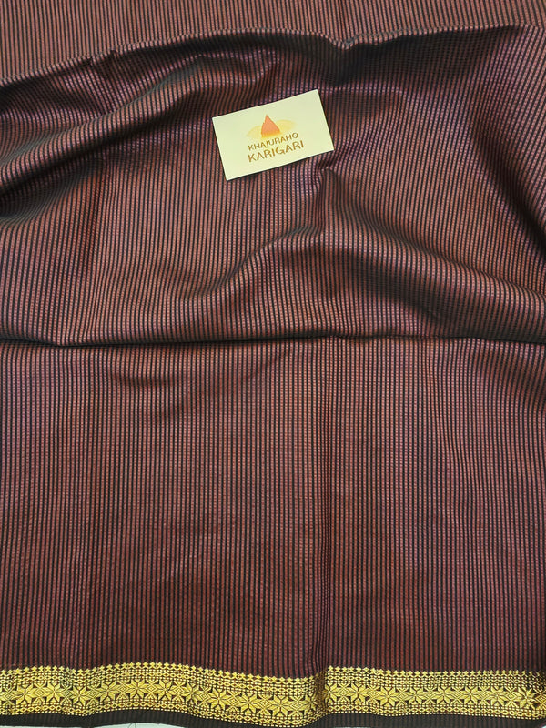 Maheshwari Silk Garbh Reshami Saree - Wine Black