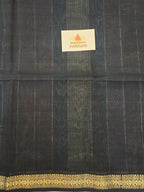 Maheshwari Silk Garbh Reshami Saree - Wine Black