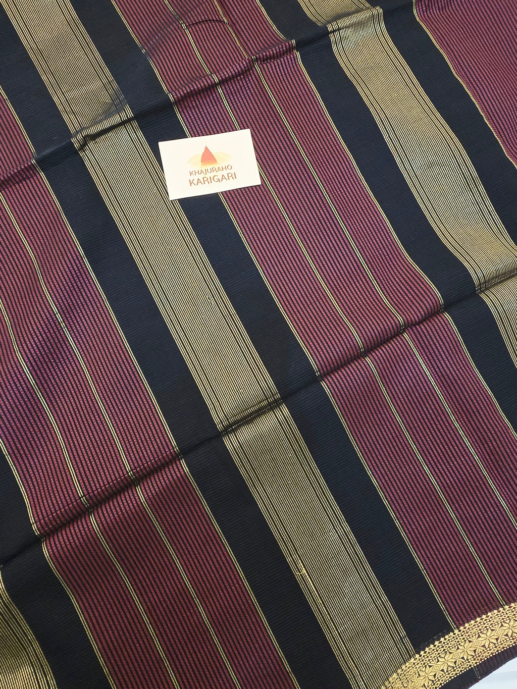 Maheshwari Silk Garbh Reshami Saree - Wine Black