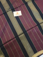 Maheshwari Silk Garbh Reshami Saree - Wine Black