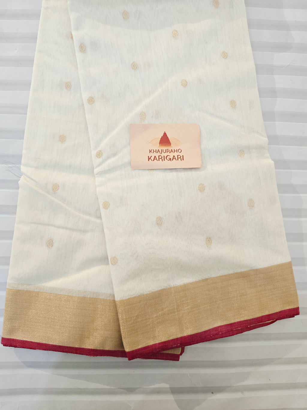 Handwoven Chanderi Silk Cotton Saree - White| Durga Puja Edit