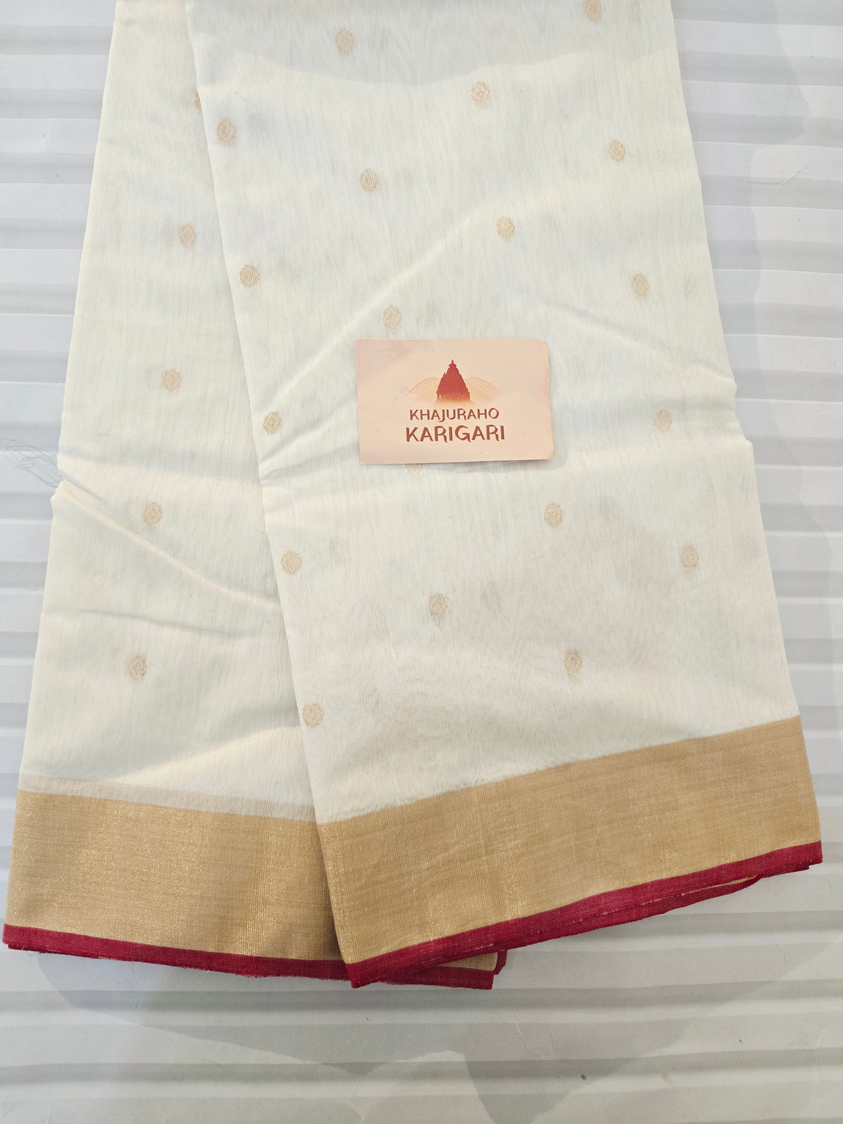 Handwoven Chanderi Silk Cotton Saree - White| Durga Puja Edit
