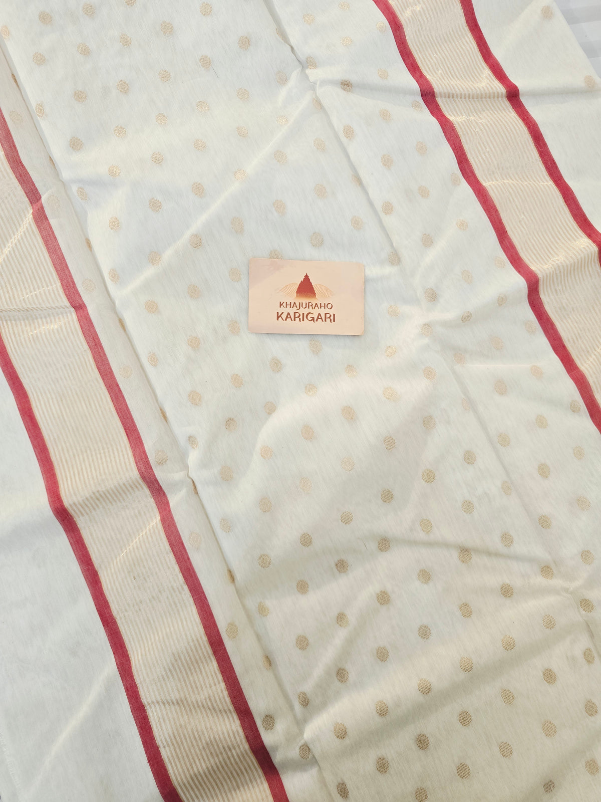 Handwoven Chanderi Silk Cotton Saree - White| Durga Puja Edit