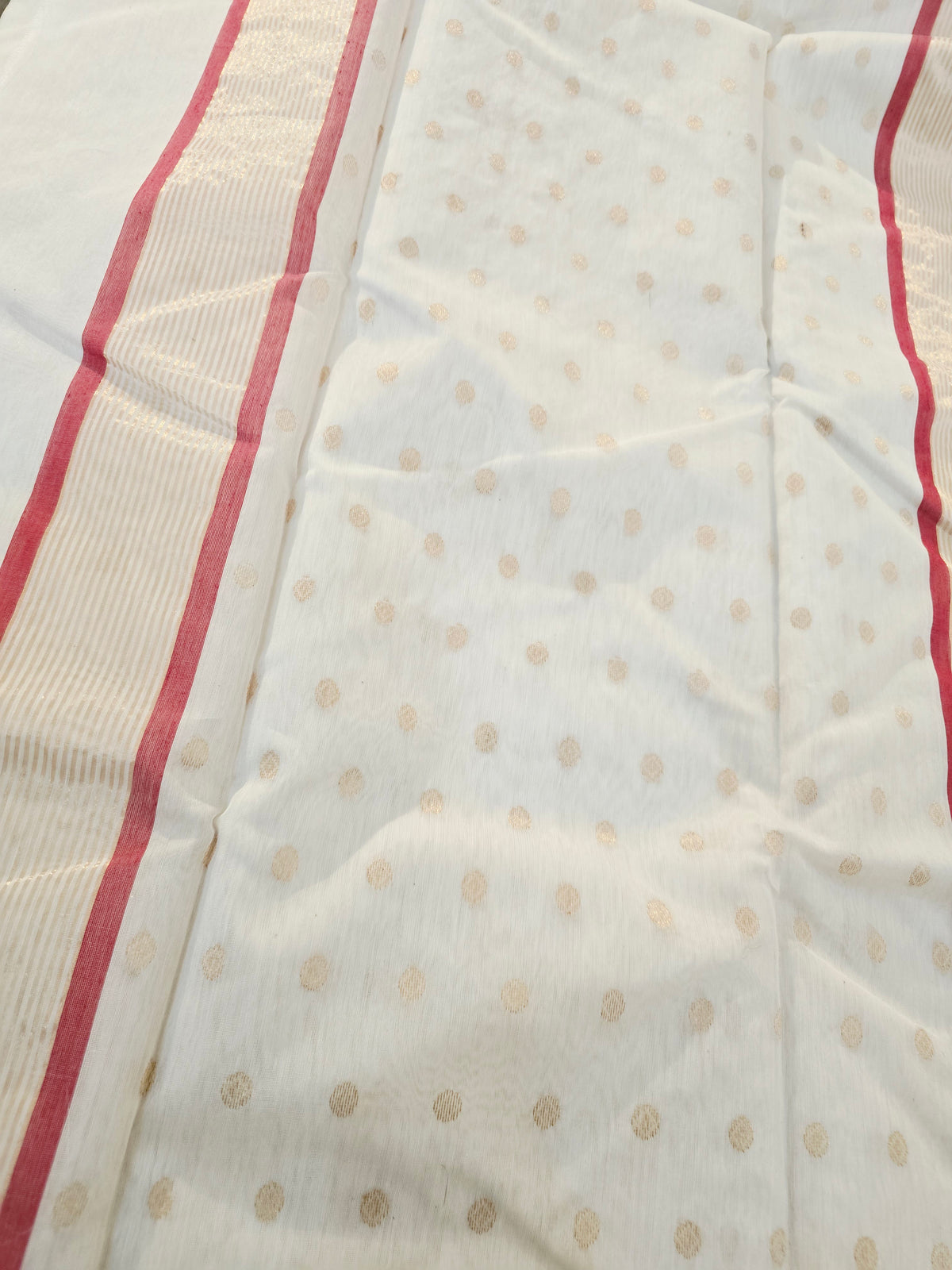Handwoven Chanderi Silk Cotton Saree - White| Durga Puja Edit