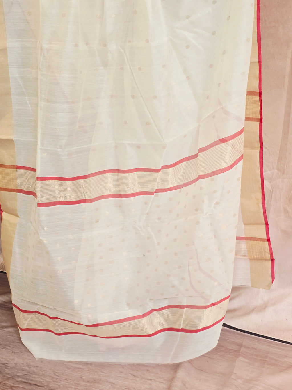 Handwoven Chanderi Silk Cotton Saree - White| Durga Puja Edit