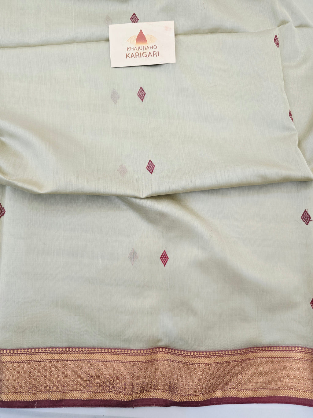Handwoven Maheshwari Saree- offwhite Maroon