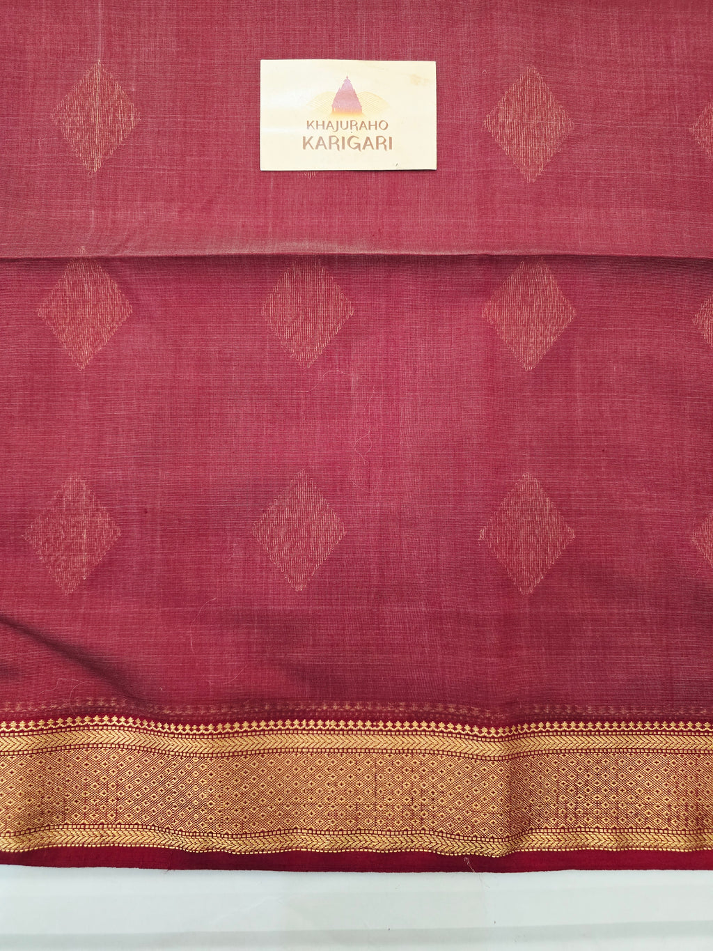 Handwoven Maheshwari Saree- offwhite Maroon