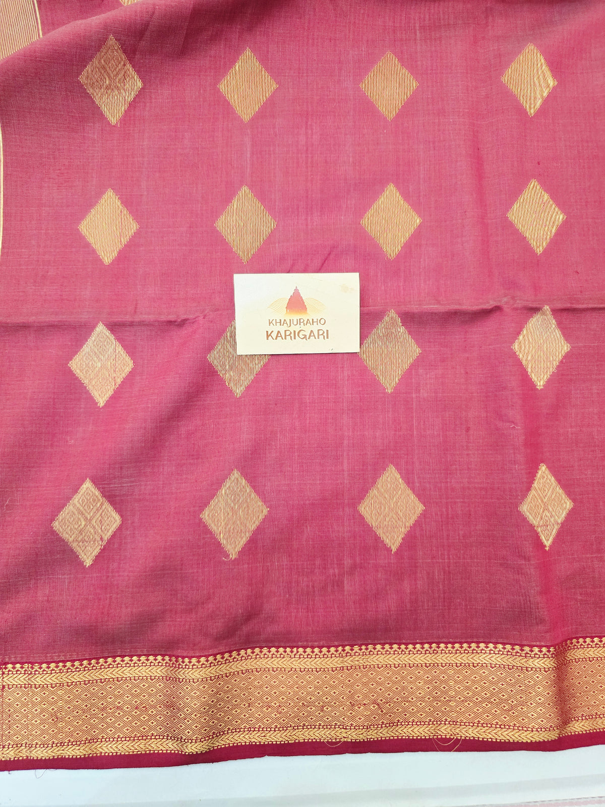 Handwoven Maheshwari Saree- offwhite Maroon