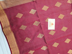 Handwoven Maheshwari Saree- offwhite Maroon