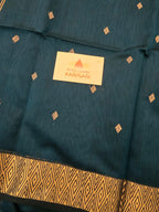 Nayantara Handloom Maheshwari Saree Teal Blue