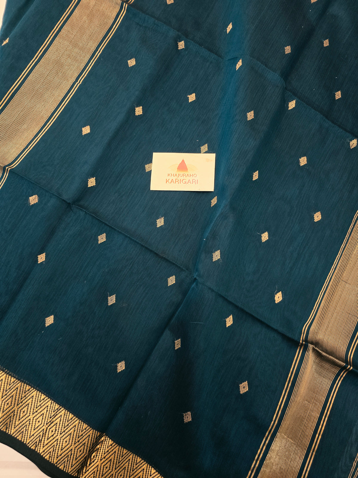 Nayantara Handloom Maheshwari Saree Teal Blue