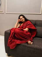 Bagh Hand Block Print Mul Cotton Saree – Red and Black