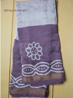 Mulmul cotton Batik Print Lavender Saree