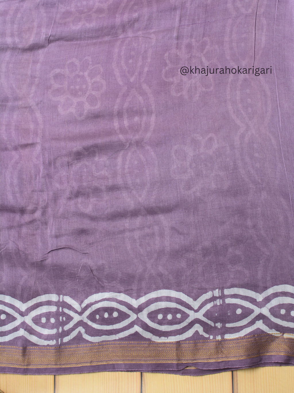 Mulmul cotton Batik Print Lavender Saree