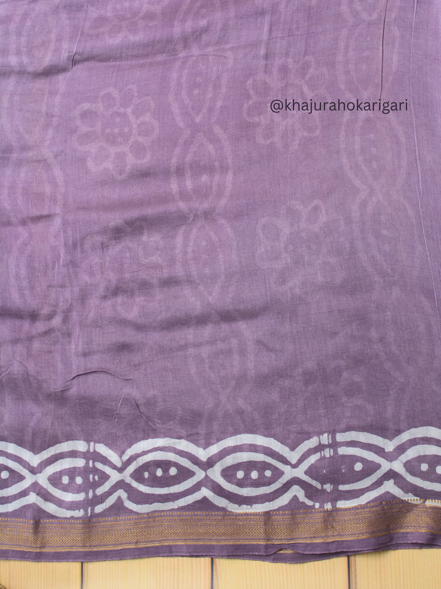 Mulmul cotton Batik Print Lavender Saree