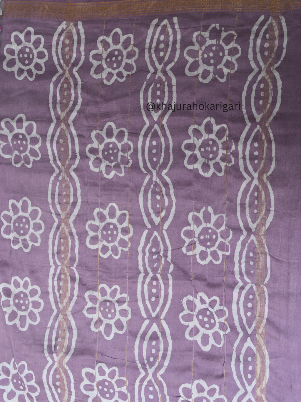 Mulmul cotton Batik Print Lavender Saree