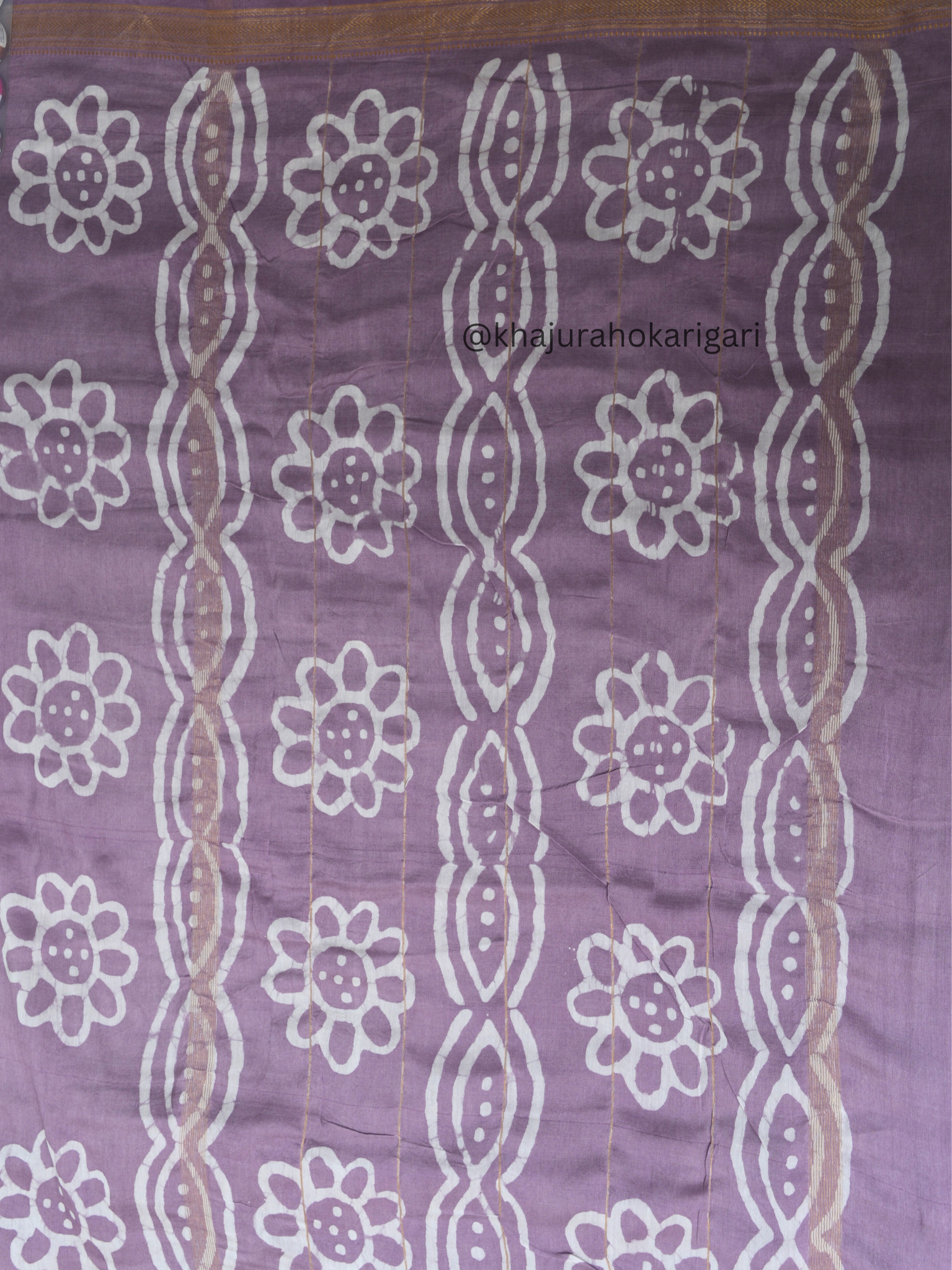 Mulmul cotton Batik Print Lavender Saree