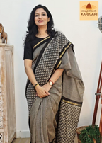Hand block Printed Chanderi Silk Cotton Saree