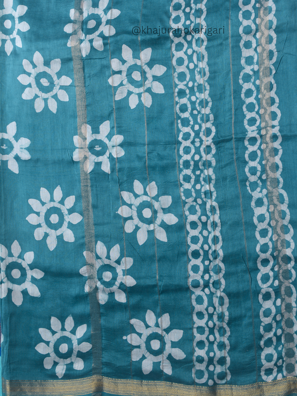 Mulmul Cotton Hand Batik Print Saree with Zari Border
