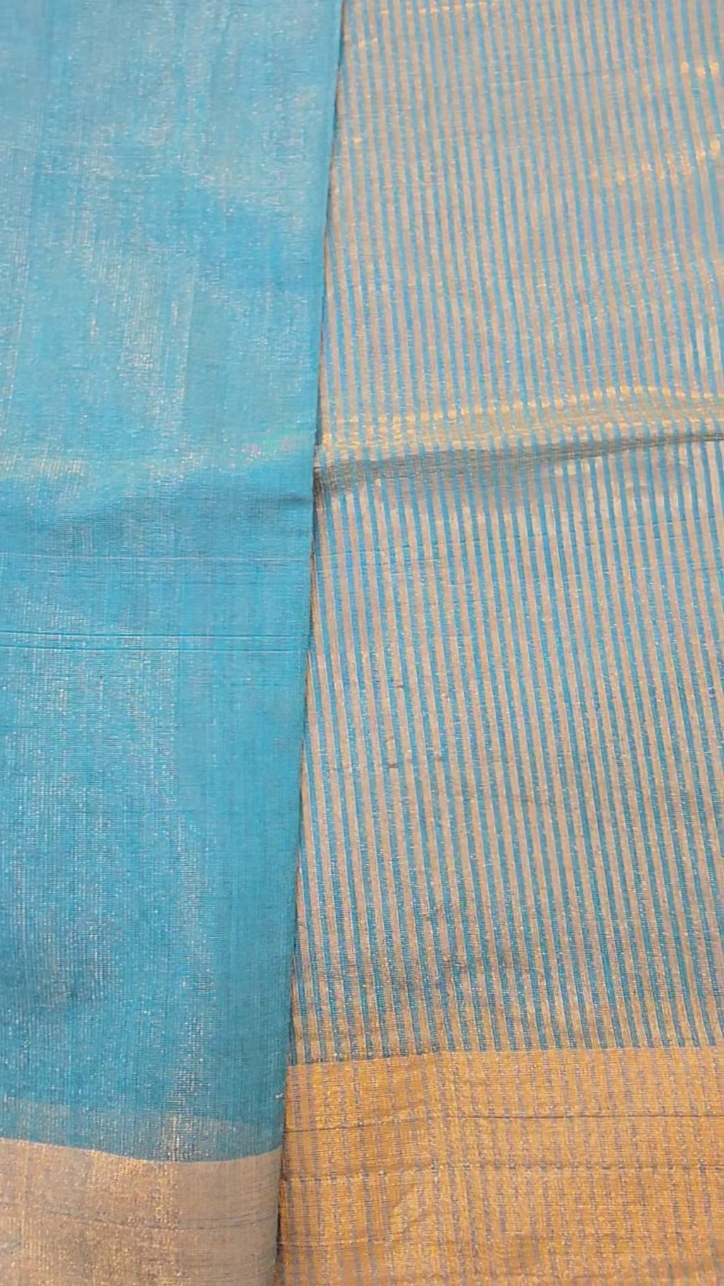 Pure Handwoven Chanderi Tissue Saree - Light Blue