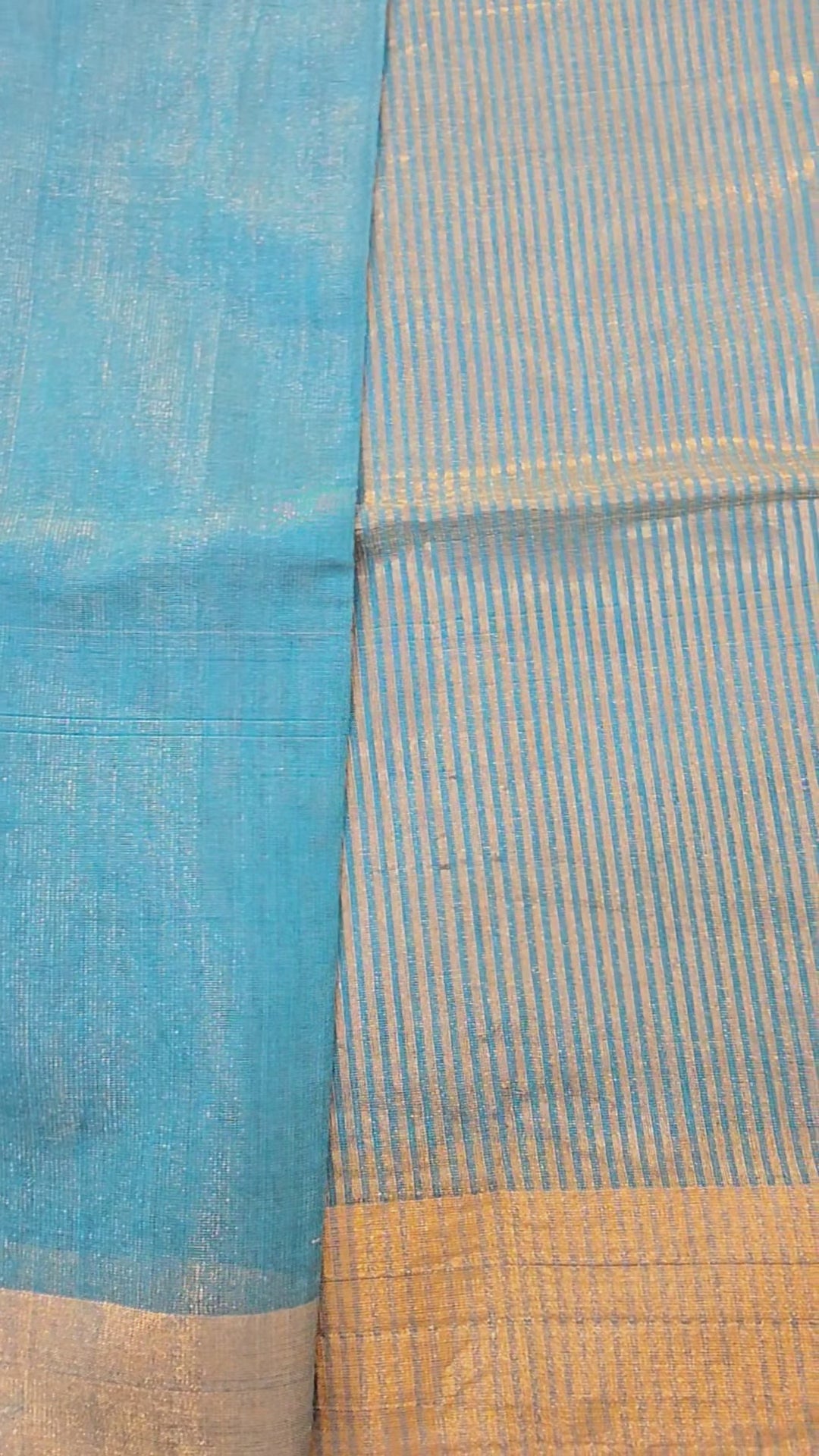 Pure Handwoven Chanderi Tissue Saree - Light Blue