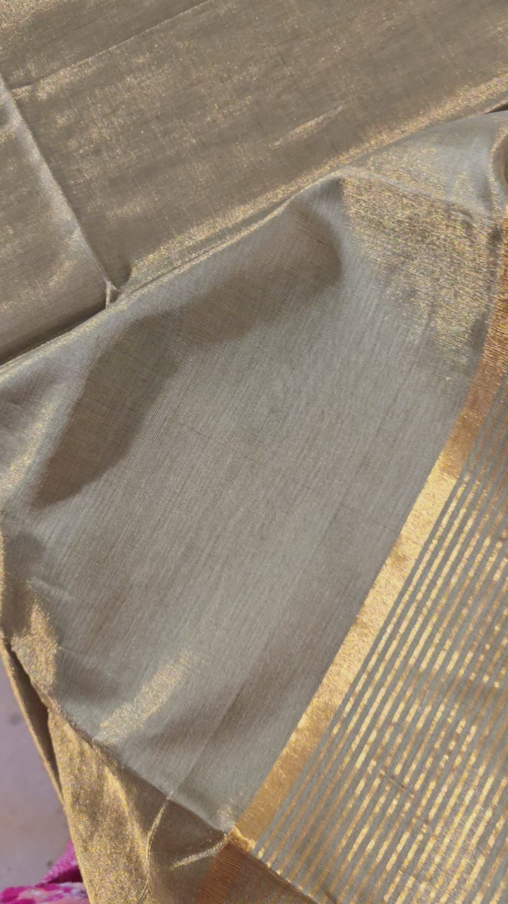 Maheshwari Tissue Silk Cotton Saree with Zari Striped Pallu - Gray