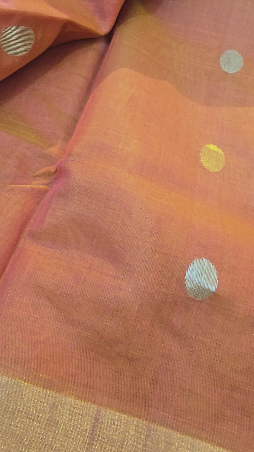 Chanderi Pure handwoven Coin Motifs Saree