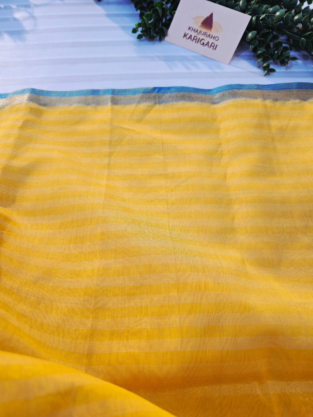 Pure Handwoven Maheshwari Check Saree in Yellow & White