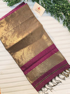 Pure Handwoven Maheshwari Silk Cotton Zari Check Saree – Purple