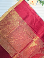 Chanderi Silk Cotton Saree Narrow Zari Border - Maroon