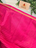 Pure Handwoven Maheshwari Check Saree in Pink & White