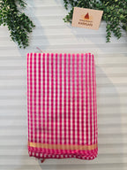 Pure Handwoven Maheshwari Check Saree in Pink & White